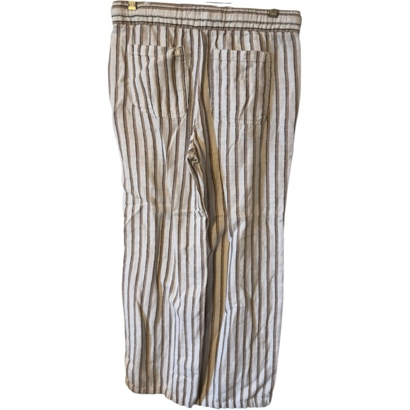 🌹OLD NAVY LINEN RAYON STRIPPED DRAWSTRING WAIST WIDE LEG PANTS - Picture 2 of 7
